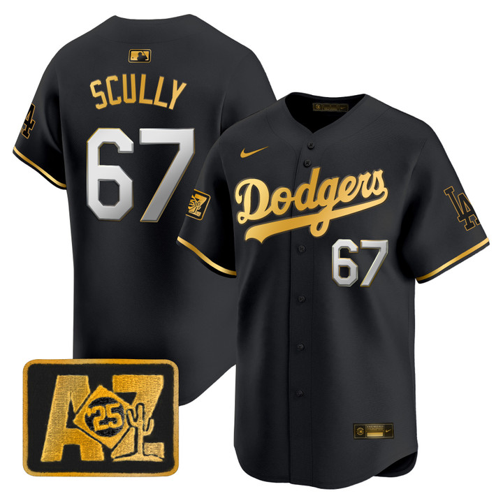 LA Dodgers 2025 Spring Training Patch Vapor Premier Limited Jersey - Black Gold Vin Scully
