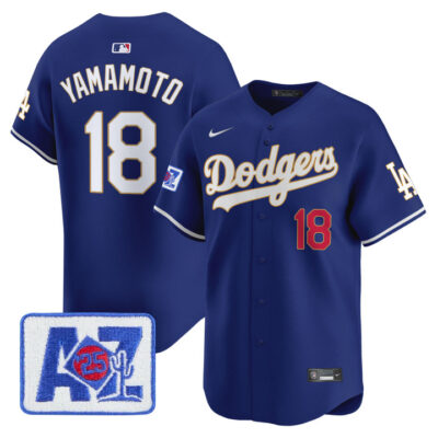 LA Dodgers 2025 Spring Training Patch Vapor Premier Limited Jersey - Royal Yamamoto