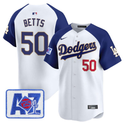 LA Dodgers 2025 Spring Training Patch Vapor Premier Limited Jersey - White Alternate Mookie Betts