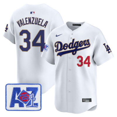 LA Dodgers 2025 Spring Training Patch Vapor Premier Limited Jersey - White Fernando Valenzuela