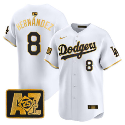LA Dodgers 2025 Spring Training Patch Vapor Premier Limited Jersey - White Gold Kike Hernandez