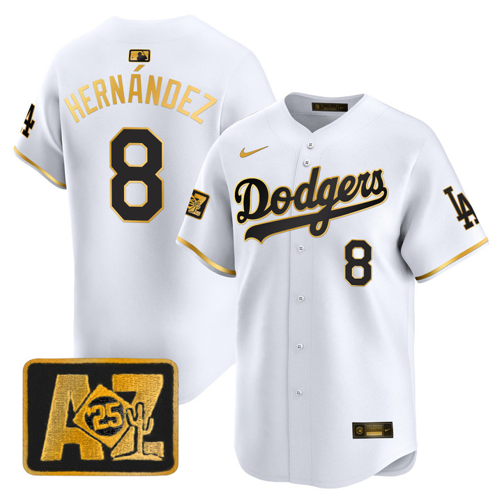 LA Dodgers 2025 Spring Training Patch Vapor Premier Limited Jersey - White Gold Kike Hernandez
