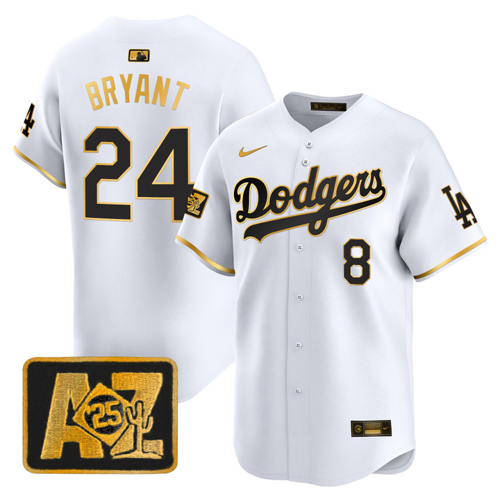 LA Dodgers 2025 Spring Training Patch Vapor Premier Limited Jersey - White Gold Kobe Bryant