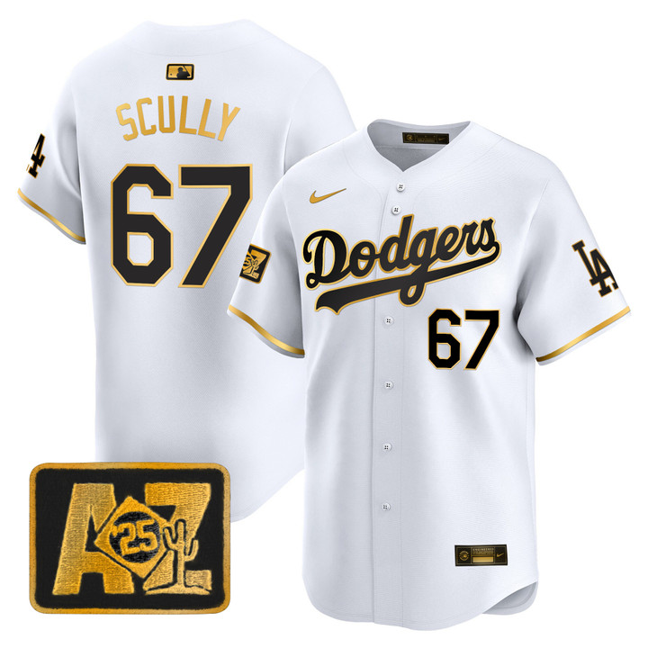LA Dodgers 2025 Spring Training Patch Vapor Premier Limited Jersey - White Gold Vin Scully