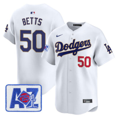 LA Dodgers 2025 Spring Training Patch Vapor Premier Limited Jersey - White Mookie Betts