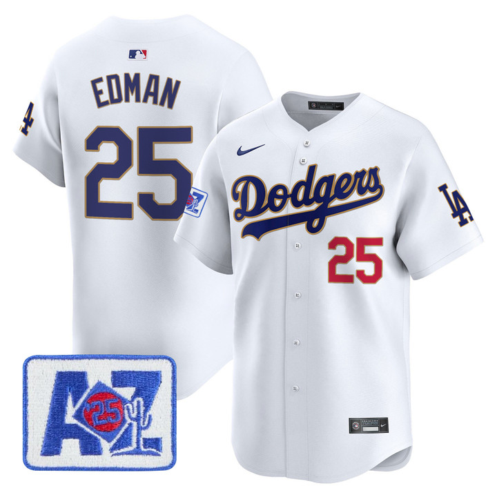 LA Dodgers 2025 Spring Training Patch Vapor Premier Limited Jersey - White Tommy Edman