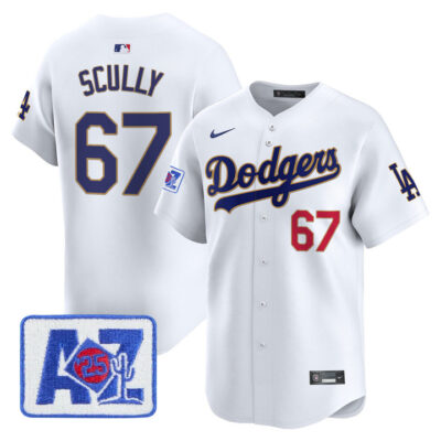 LA Dodgers 2025 Spring Training Patch Vapor Premier Limited Jersey - White Vin Scully