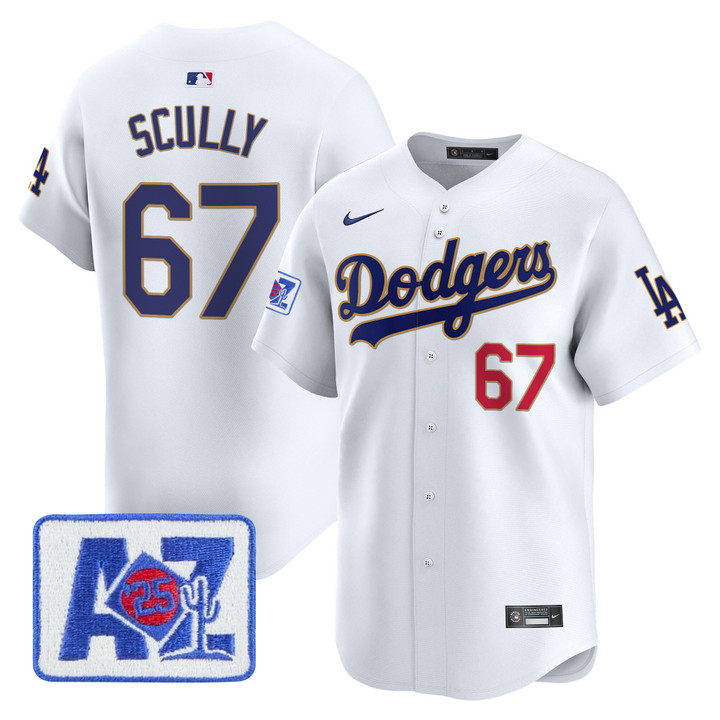 LA Dodgers 2025 Spring Training Patch Vapor Premier Limited Jersey - White Vin Scully