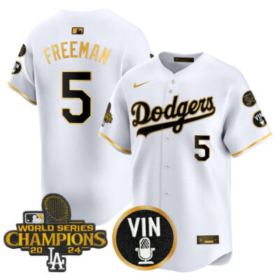 LA Dodgers 2025 Vin Scully & #34 Fernando Patch Gold Vapor Premier Limited Jersey - White Gold Freddie Freeman
