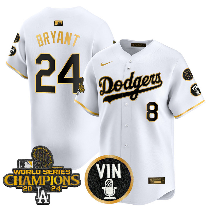 LA Dodgers 2025 Vin Scully & #34 Fernando Patch Gold Vapor Premier Limited Jersey - White Gold Kobe Bryant