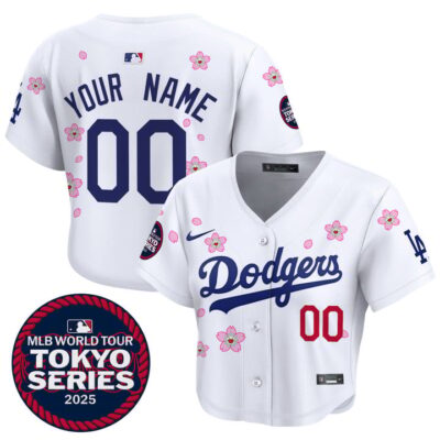 LA Dodgers Tokyo Series 2025 Crop Top Baseball Custom Jersey - Stitched White