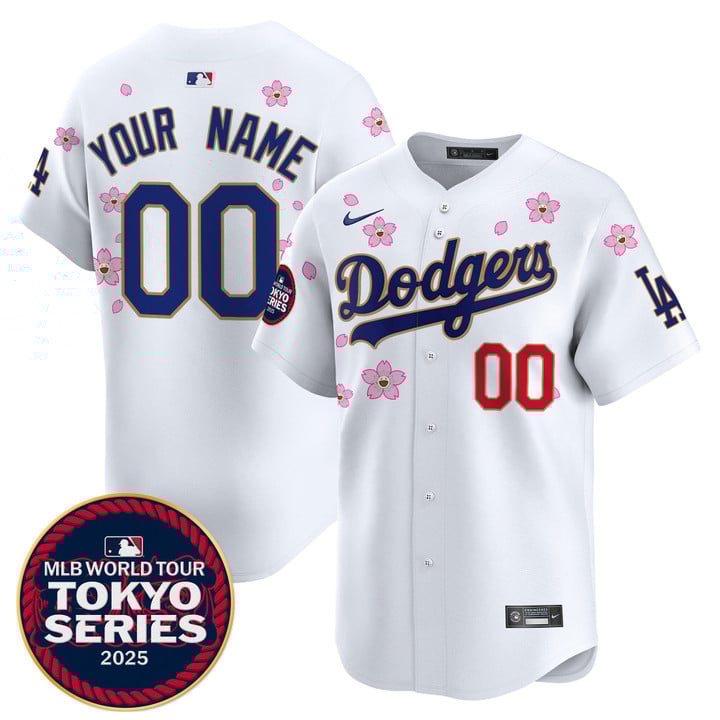 LA Dodgers Tokyo Series 2025 Gold Trim Vapor Premier Limited Custom Jersey - Stitched White