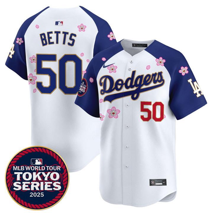 LA Dodgers Tokyo Series 2025 Gold Trim Vapor Premier Limited Jersey - Stitched Alternate Mookie Betts