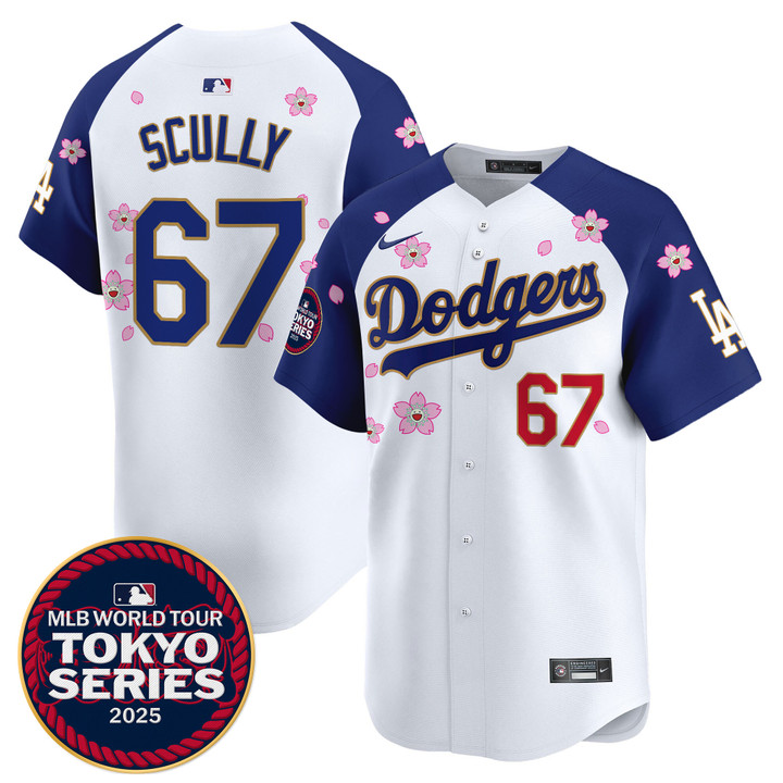 LA Dodgers Tokyo Series 2025 Gold Trim Vapor Premier Limited Jersey - Stitched Alternate Vin Scully