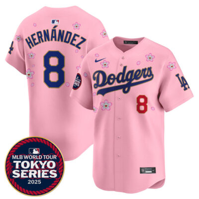 LA Dodgers Tokyo Series 2025 Gold Trim Vapor Premier Limited Jersey - Stitched Cherry Blossom Kike Hernandez