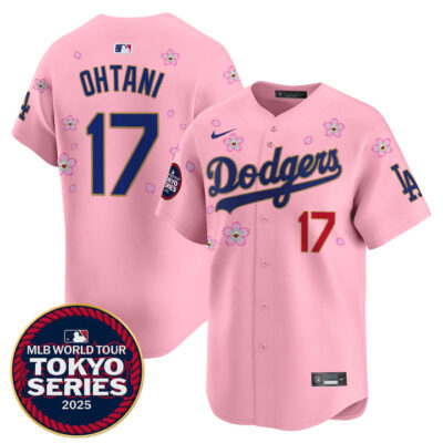 LA Dodgers Tokyo Series 2025 Gold Trim Vapor Premier Limited Jersey - Stitched Cherry Blossom Shohei Ohtani