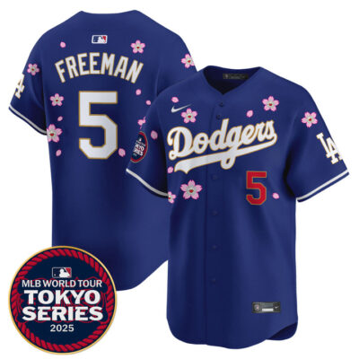 LA Dodgers Tokyo Series 2025 Gold Trim Vapor Premier Limited Jersey - Stitched Royal Freddie Freeman