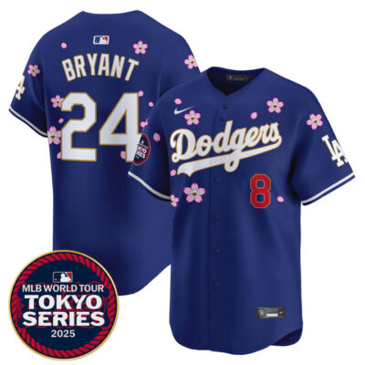LA Dodgers Tokyo Series 2025 Gold Trim Vapor Premier Limited Jersey - Stitched Royal Kobe Bryant