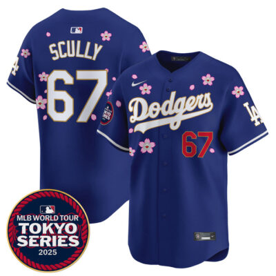 LA Dodgers Tokyo Series 2025 Gold Trim Vapor Premier Limited Jersey - Stitched Royal Vin Scully