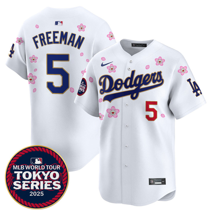 LA Dodgers Tokyo Series 2025 Gold Trim Vapor Premier Limited Jersey - Stitched White Freddie Freeman