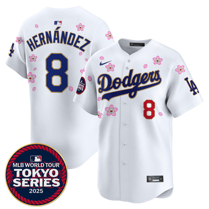 LA Dodgers Tokyo Series 2025 Gold Trim Vapor Premier Limited Jersey - Stitched White Kike Hernandez