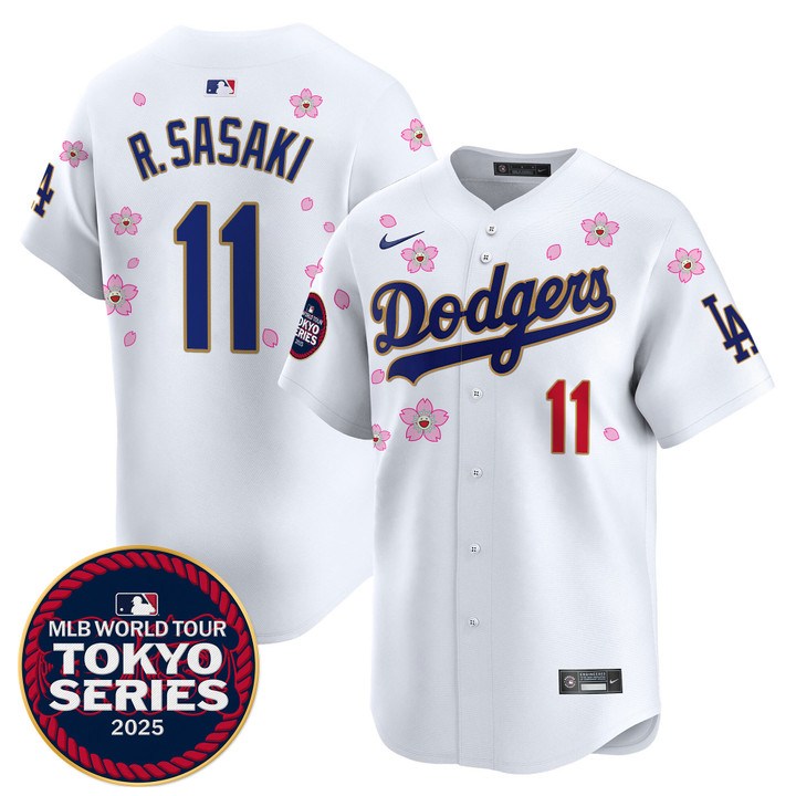 LA Dodgers Tokyo Series 2025 Gold Trim Vapor Premier Limited Jersey - Stitched White Roki Sasaki