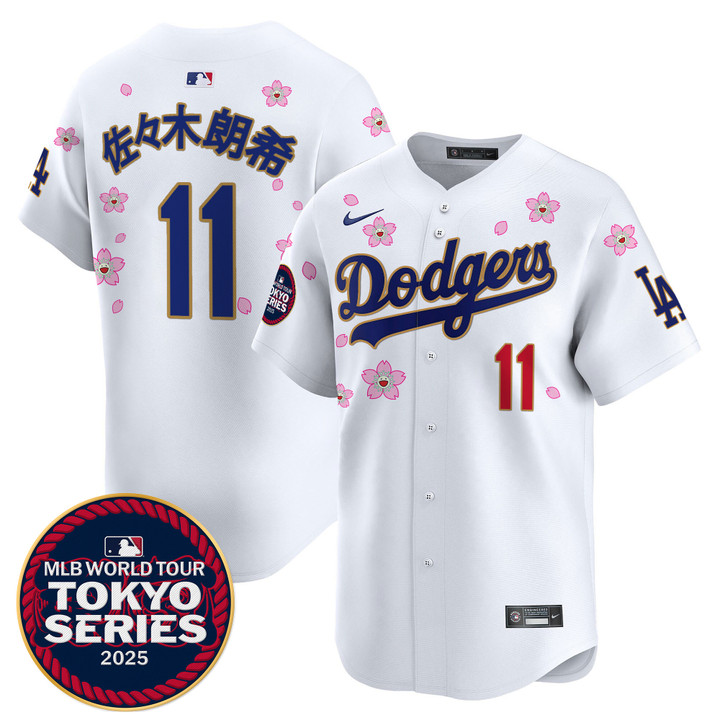 LA Dodgers Tokyo Series 2025 Gold Trim Vapor Premier Limited Jersey - Stitched White Roki Sasaki