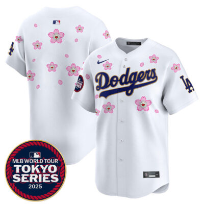 LA Dodgers Tokyo Series 2025 Gold Trim Vapor Premier Limited Jersey - Stitched White Team
