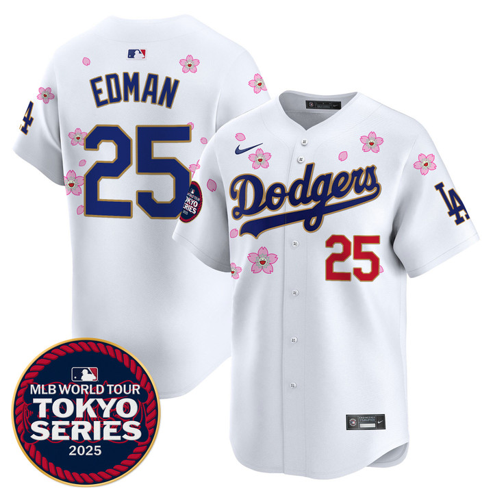 LA Dodgers Tokyo Series 2025 Gold Trim Vapor Premier Limited Jersey - Stitched White Tommy Edman