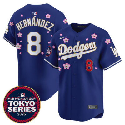 LA Dodgers Tokyo Series 2025 Gold Trim Vapor Premier Limited Jersey V2 - Stitched Royal Kike Hernandez