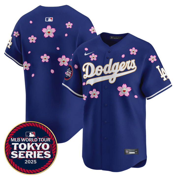 LA Dodgers Tokyo Series 2025 Gold Trim Vapor Premier Limited Jersey V2 - Stitched Royal Team