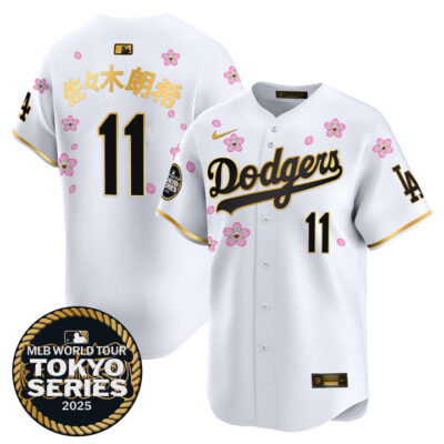 LA Dodgers Tokyo Series 2025 Gold Trim Vapor Premier Limited Jersey V2 - Stitched White Gold Roki Sasaki