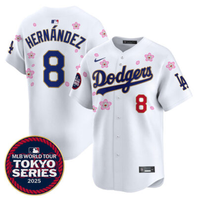 LA Dodgers Tokyo Series 2025 Gold Trim Vapor Premier Limited Jersey V2 - Stitched White Kike Hernandez