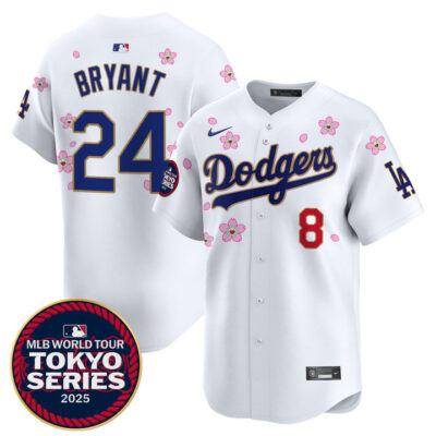 LA Dodgers Tokyo Series 2025 Gold Trim Vapor Premier Limited Jersey V2 - Stitched White Kobe Bryant