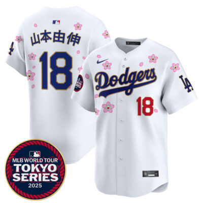 LA Dodgers Tokyo Series 2025 Gold Trim Vapor Premier Limited Jersey V2 - Stitched White Yamamoto