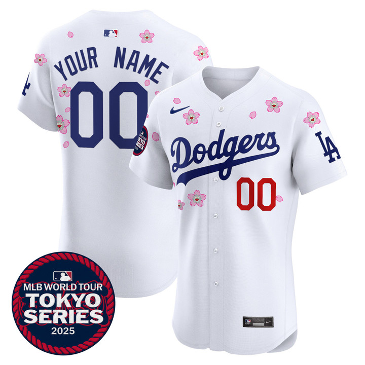 LA Dodgers Tokyo Series 2025 Vapor Premier Elite Custom Jersey - Stitched White