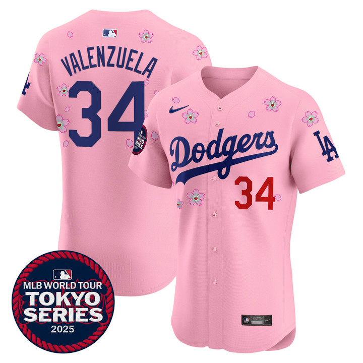 LA Dodgers Tokyo Series 2025 Vapor Premier Elite Jersey - Stitched Cherry Blossom Fernando Valenzuela
