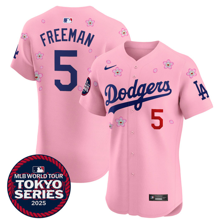 LA Dodgers Tokyo Series 2025 Vapor Premier Elite Jersey - Stitched Cherry Blossom Freddie Freeman