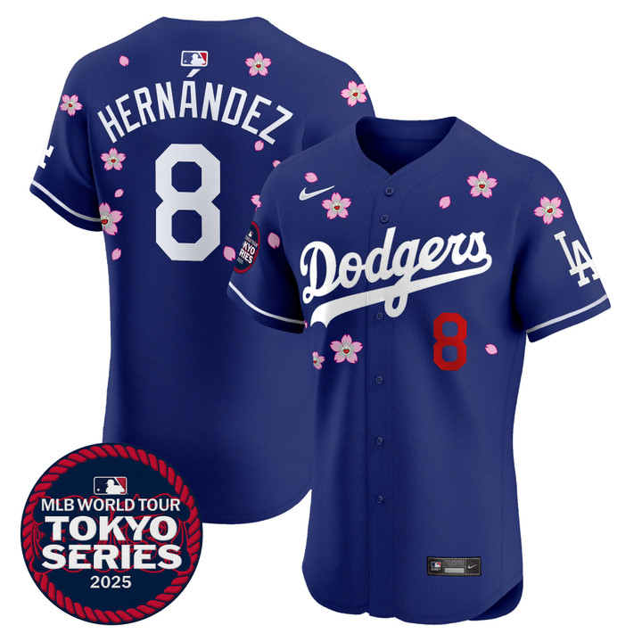 LA Dodgers Tokyo Series 2025 Vapor Premier Elite Jersey - Stitched Royal Kike Hernandez