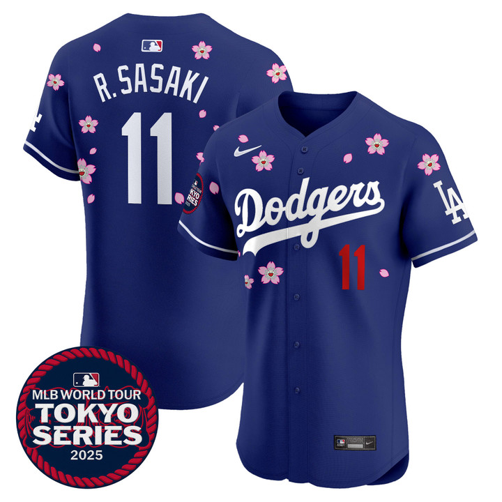 LA Dodgers Tokyo Series 2025 Vapor Premier Elite Jersey - Stitched Royal Roki Sasaki