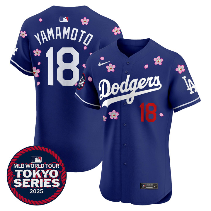 LA Dodgers Tokyo Series 2025 Vapor Premier Elite Jersey - Stitched Royal Yamamoto