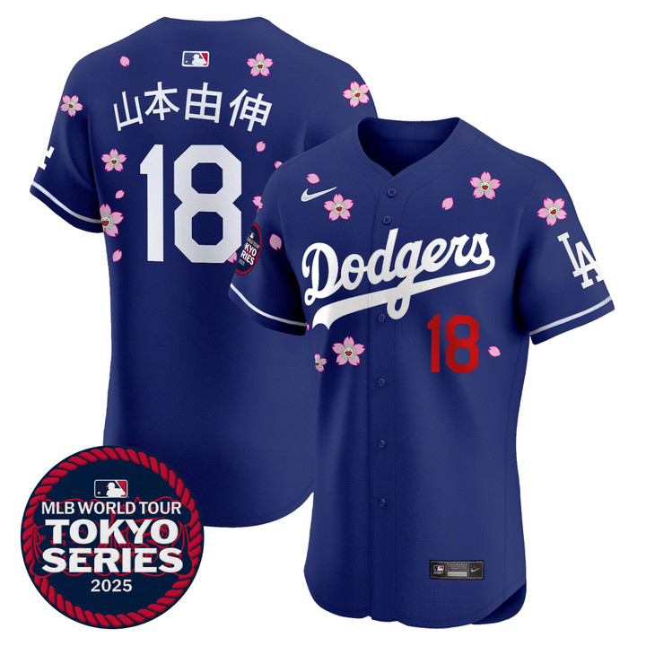 LA Dodgers Tokyo Series 2025 Vapor Premier Elite Jersey - Stitched Royal Yamamoto