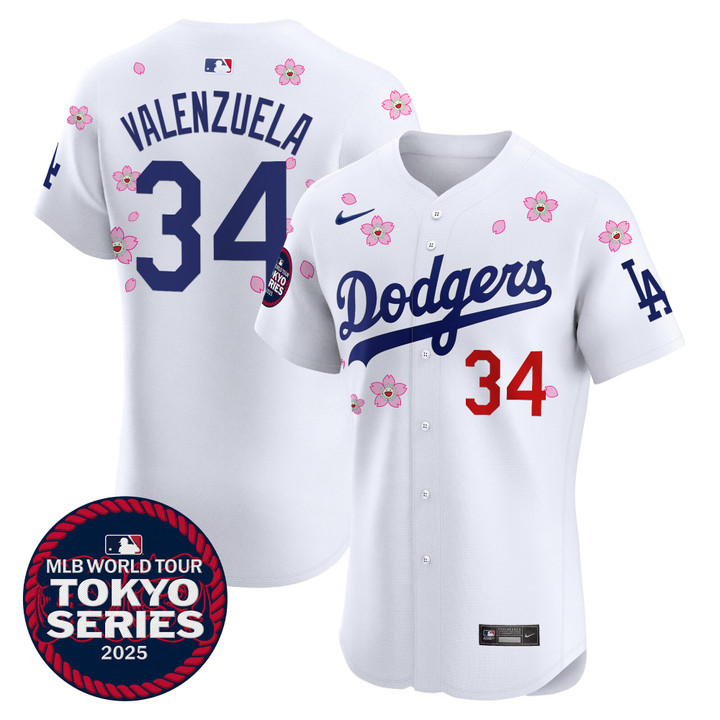 LA Dodgers Tokyo Series 2025 Vapor Premier Elite Jersey - Stitched White Fernando Valenzuela
