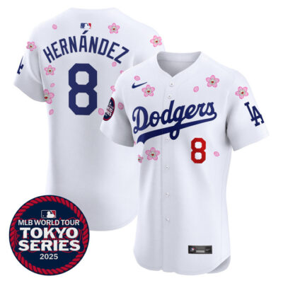LA Dodgers Tokyo Series 2025 Vapor Premier Elite Jersey - Stitched White Kike Hernandez