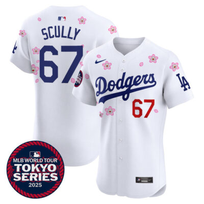 LA Dodgers Tokyo Series 2025 Vapor Premier Elite Jersey - Stitched White Vin Scully