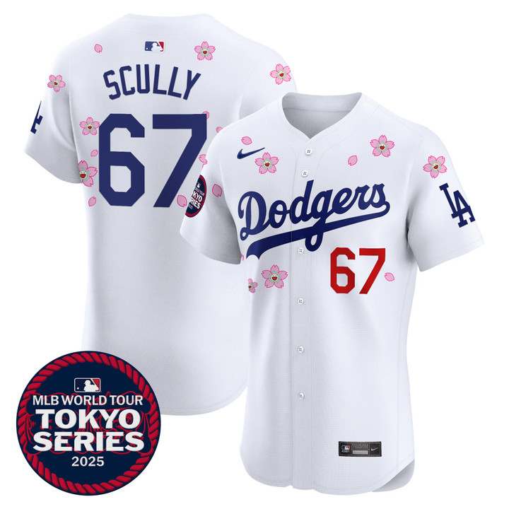 LA Dodgers Tokyo Series 2025 Vapor Premier Elite Jersey - Stitched White Vin Scully
