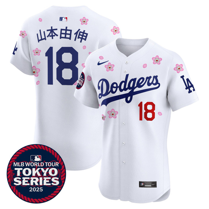 LA Dodgers Tokyo Series 2025 Vapor Premier Elite Jersey - Stitched White Yamamoto