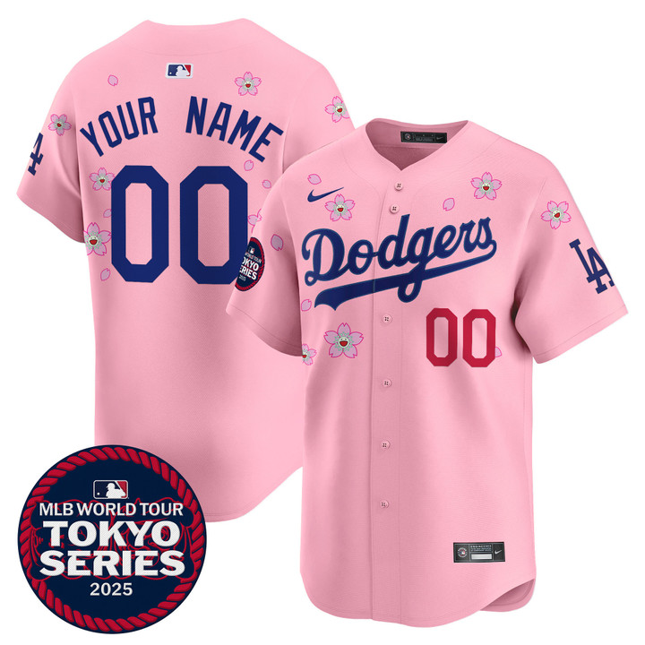LA Dodgers Tokyo Series 2025 Vapor Premier Limited Custom Jersey V2 - Stitched Cherry Blossom