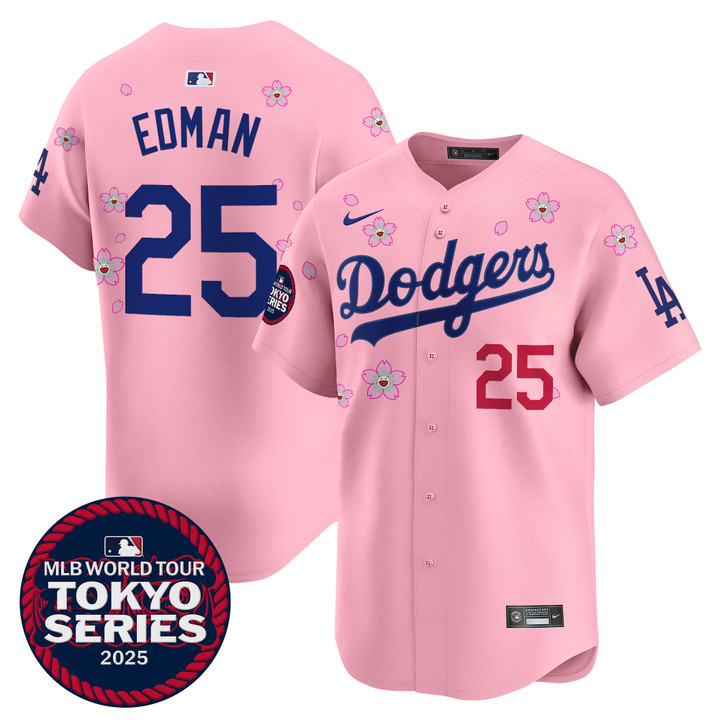 LA Dodgers Tokyo Series 2025 Vapor Premier Limited Jersey - Stitched Cherry Blossom Tommy Edman