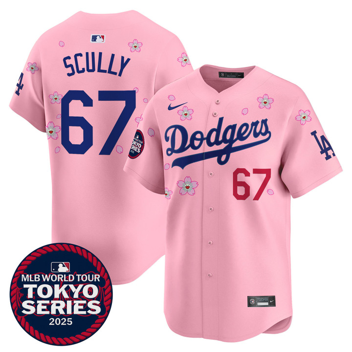 LA Dodgers Tokyo Series 2025 Vapor Premier Limited Jersey - Stitched Cherry Blossom Vin Scully